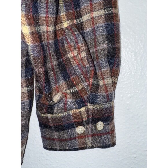 Vintage Woolrich Button Wool Long Sleeve Plaid Shirt Size L Made Usa 70s 80s 90s - Picture 8 of 14